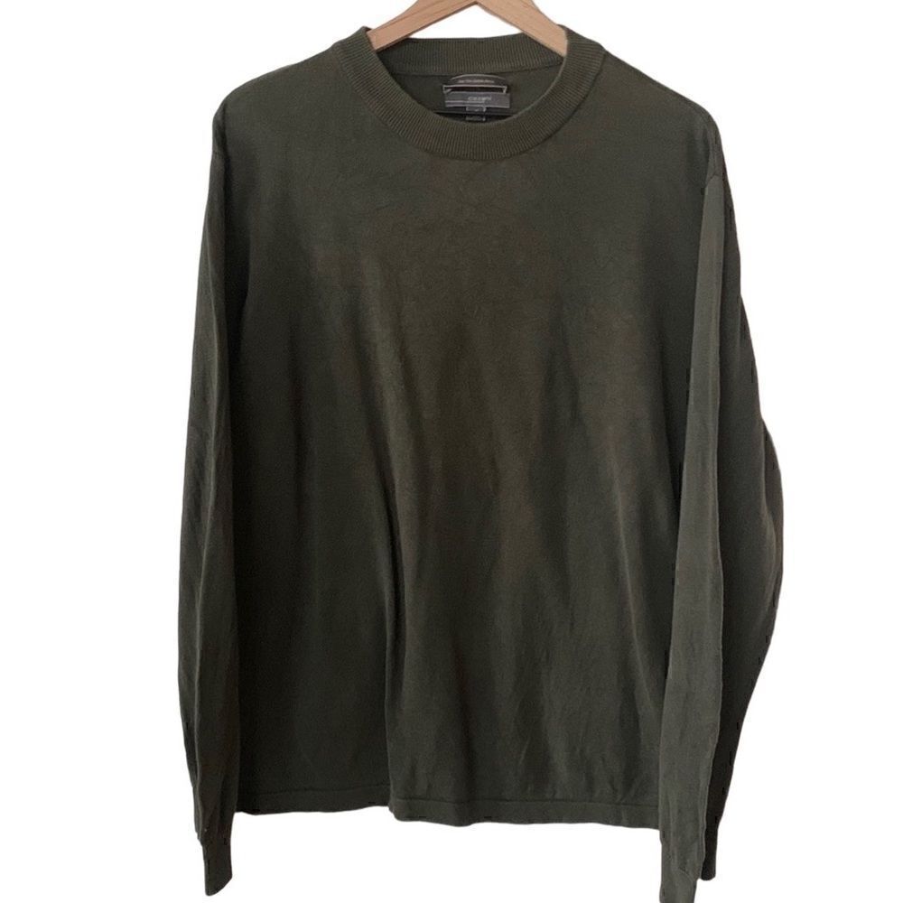 CEZANI Mens Green Crewneck Sweater XL Silk Blend